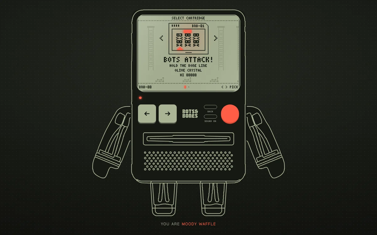 Bots Attack arcade in the Bots & Bones handheld console
