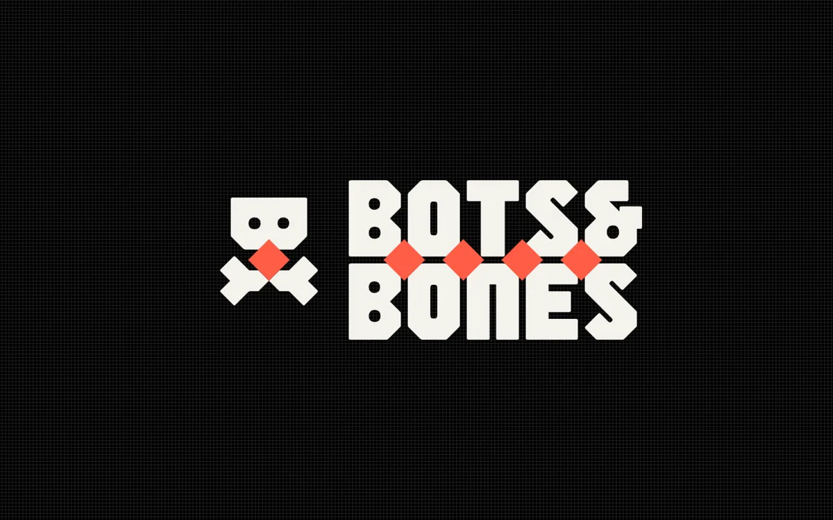 Bots & Bones logo on the construction grid